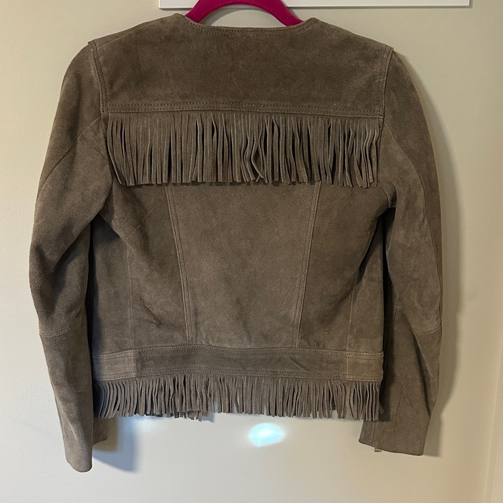 Mango Tan Suede Fringe Leather Jacket - Picture 3 of 4